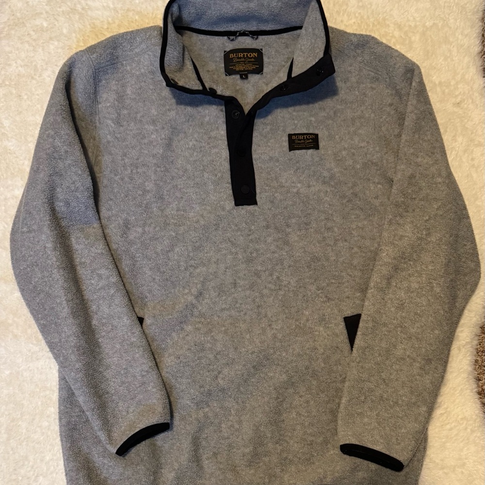 Burton Hearth Fleece Anorak Men's Pullover in Gray and Black - Men’s L